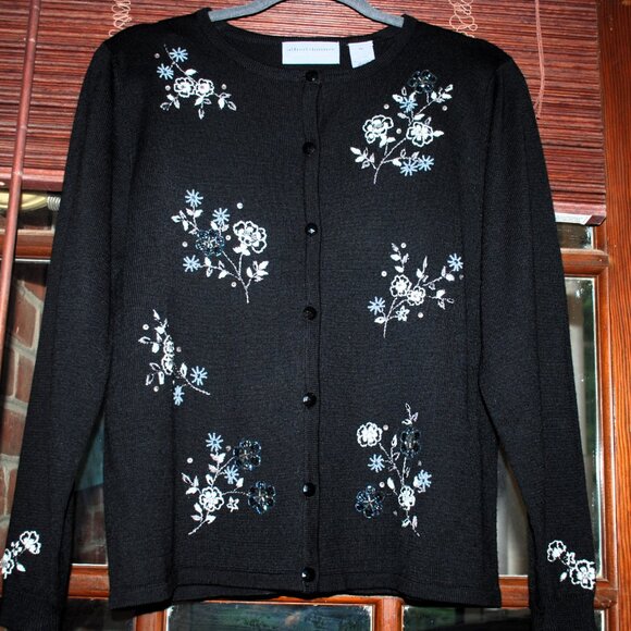 NWOT Alfred Dunner Fabulous Black Embellished Cardigan - Picture 1 of 10